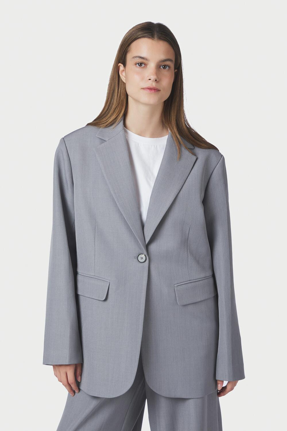 Aarielle Structure blazer - Grey Melange